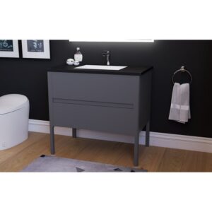 Castello USA CB-SERENA-36G-SET Serena 36 Inch Grey Vanity Set with Top