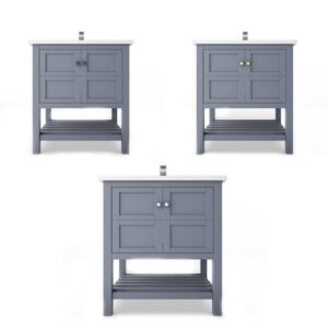 Castello USA CB-VENICE-30G-SET Venice 30 Inch Grey Vanity Set with Top