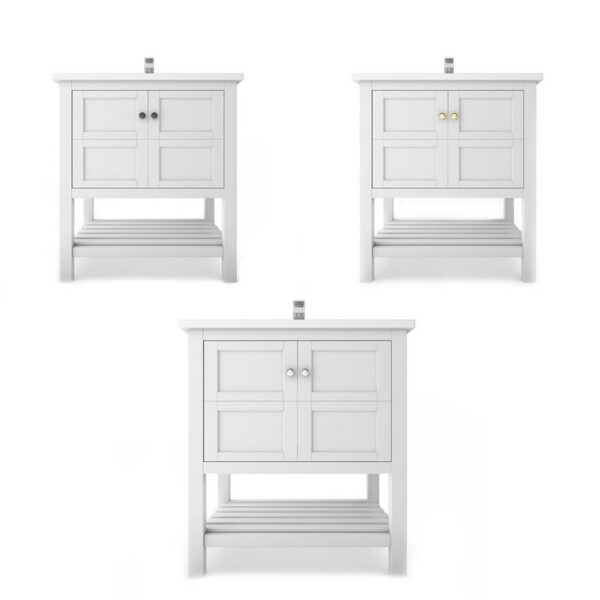 Castello USA CB-VENICE-30W-SET Venice 30 Inch White Vanity Set with Top