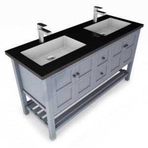 Castello USA CB-VENICE-60G-SET Venice 60 Inch Grey Vanity Set with Top