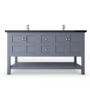 Castello USA CB-VENICE-60G-SET Venice 60 Inch Grey Vanity Set with Top