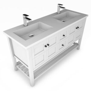 Castello USA CB-VENICE-60W-SET Venice 60 Inch White Vanity Set with Top