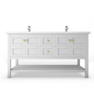 Castello USA CB-VENICE-60W-SET Venice 60 Inch White Vanity Set with Top