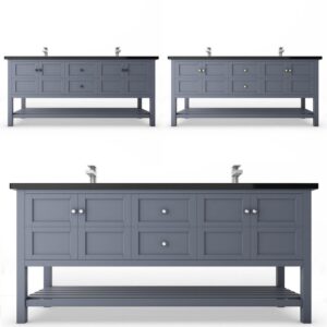 Castello USA CB-VENICE-72G-SET Venice 72 Inch Grey Vanity Set with Top