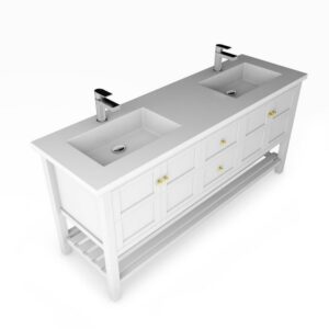 Castello USA CB-VENICE-72W-SET Venice 72 Inch White Vanity Set with Top