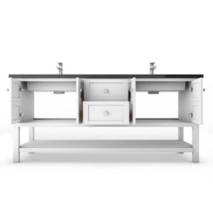 Castello USA CB-VENICE-72W-SET Venice 72 Inch White Vanity Set with Top