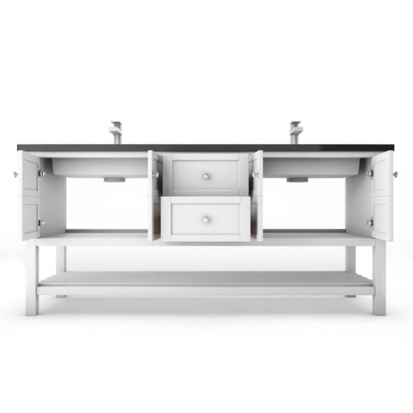 Castello USA CB-VENICE-72W-SET Venice 72 Inch White Vanity Set with Top