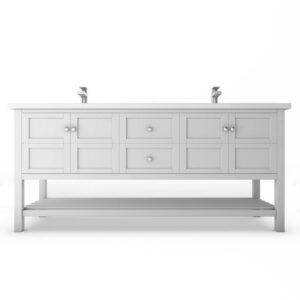 Castello USA CB-VENICE-72W-SET Venice 72 Inch White Vanity Set with Top