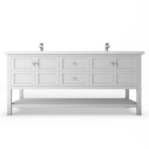 Castello USA CB-VENICE-72W-SET Venice 72 Inch White Vanity Set with Top