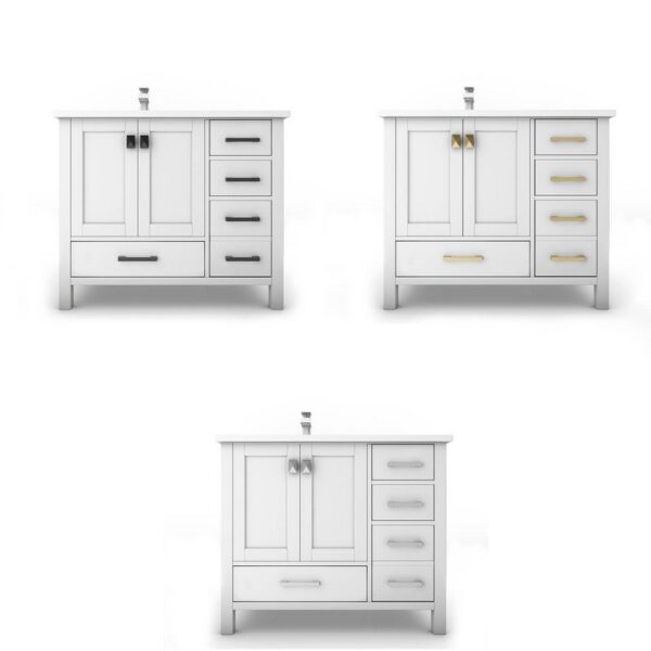 Castello USA CB-YAM-36W-SET Yamyam 36 Inch White Vanity Set with Top