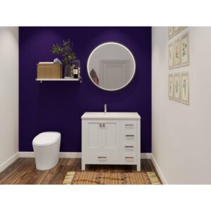 Castello USA CB-YAM-36W-SET Yamyam 36 Inch White Vanity Set with Top