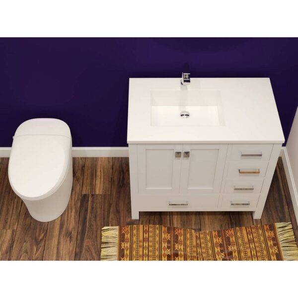 Castello USA CB-YAM-36W-SET Yamyam 36 Inch White Vanity Set with Top