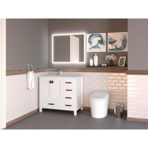 Castello USA CB-YAM-36W-SET Yamyam 36 Inch White Vanity Set with Top