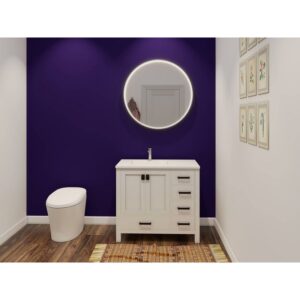 Castello USA CB-YAM-36W-SET Yamyam 36 Inch White Vanity Set with Top