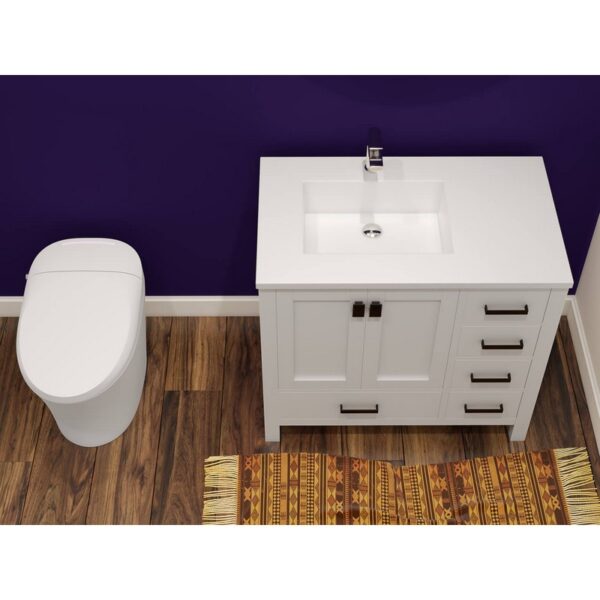 Castello USA CB-YAM-36W-SET Yamyam 36 Inch White Vanity Set with Top