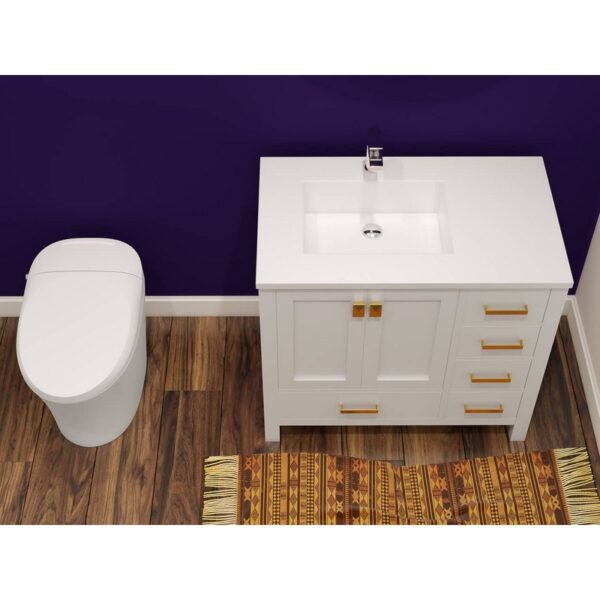 Castello USA CB-YAM-36W-SET Yamyam 36 Inch White Vanity Set with Top