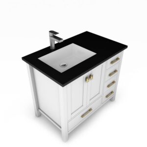 Castello USA CB-YAM-36W-SET Yamyam 36 Inch White Vanity Set with Top