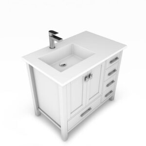 Castello USA CB-YAM-36W-SET Yamyam 36 Inch White Vanity Set with Top