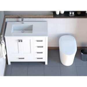 Castello USA CB-YAM-36W-SET Yamyam 36 Inch White Vanity Set with Top