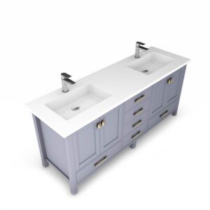 Castello USA CB-YAM-72G-SET Yamyam 72 Inch Grey Vanity Set with Top