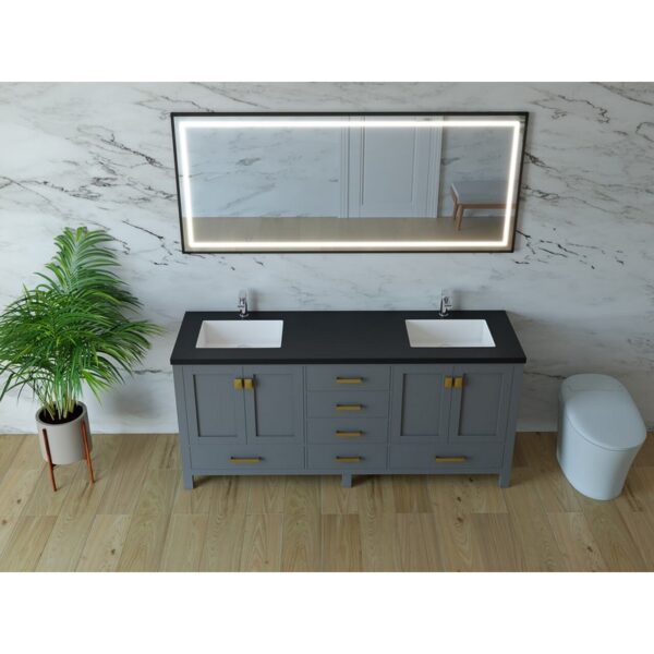 Castello USA CB-YAM-72G-SET Yamyam 72 Inch Grey Vanity Set with Top