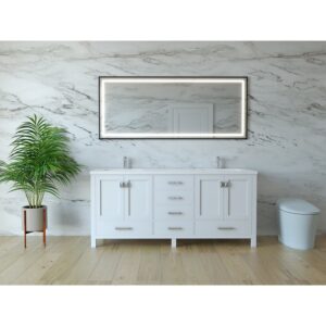 Castello USA CB-YAM-72W-SET Yamyam 72 Inch White Vanity Set with Top