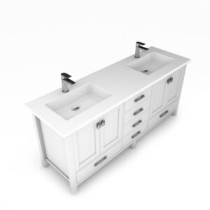 Castello USA CB-YAM-72W-SET Yamyam 72 Inch White Vanity Set with Top