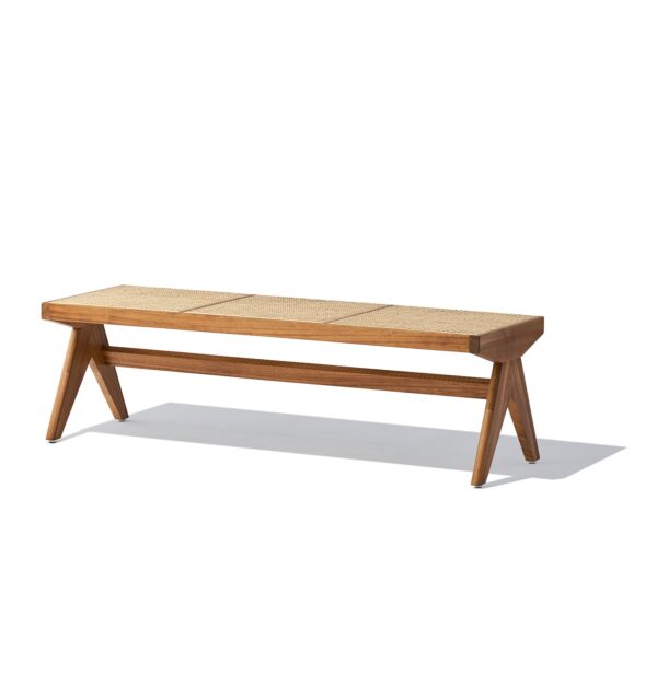 GFURN Celia Bench - Walnut & Natural Rattan