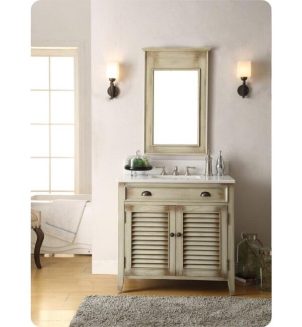 Chans Furniture CF-28324 Abbeville 36 Inch Distressed Beige Bathroom Sink Vanity