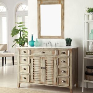 Chans Furniture ZK-28325 Abbeville 46 Inch Distressed Beige Bathroom Sink Vanity