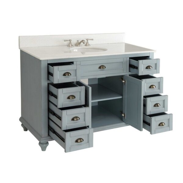 Chans Furniture CF-28328BU 49 Inches Benton Collection Vintage Cottage Glennville Single Sink Bathroom Vanity In Blue