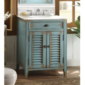 Chans Furniture CF-28883 Abbeville 26 Inch Freestanding Cottage Style Single Bathroom Vanity in Distressed Blue