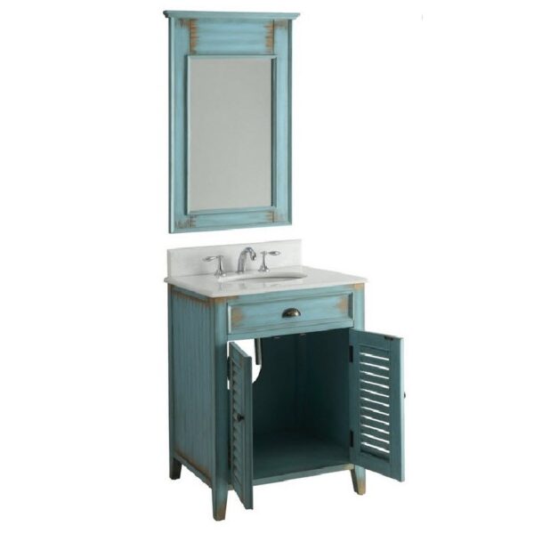 Chans Furniture CF-28883 Abbeville 26 Inch Freestanding Cottage Style Single Bathroom Vanity in Distressed Blue