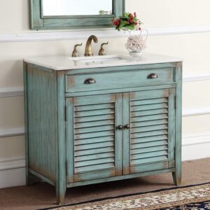 Chans Furniture CF-28884BU Abbeville 36 Inch Distressed Blue Bathroom Sink Vanity