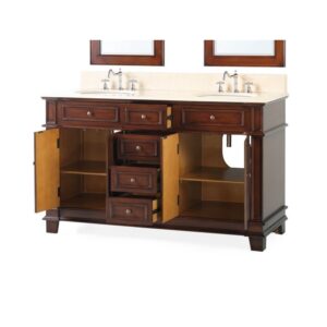 Chans Furniture CF-3048M-60 60 Inches Timeless Classic Sanford Double Sink Bathroom Vanity