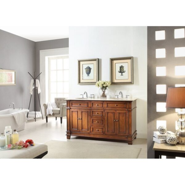 Chans Furniture CF-3048M-60 60 Inches Timeless Classic Sanford Double Sink Bathroom Vanity