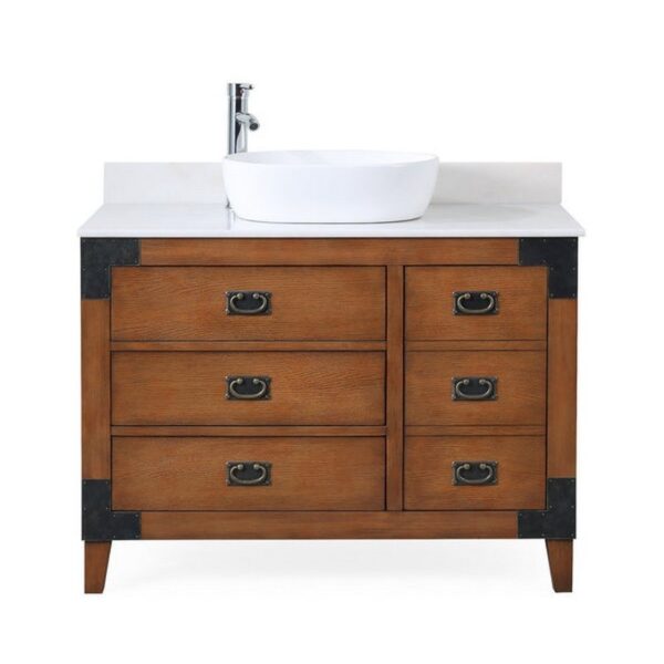 Chans Furniture CF-35542 Akira 42 Inch Bathroom Vessel Sink Vanity - Medium Brown