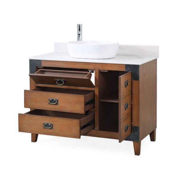 Chans Furniture CF-35542 Akira 42 Inch Bathroom Vessel Sink Vanity - Medium Brown