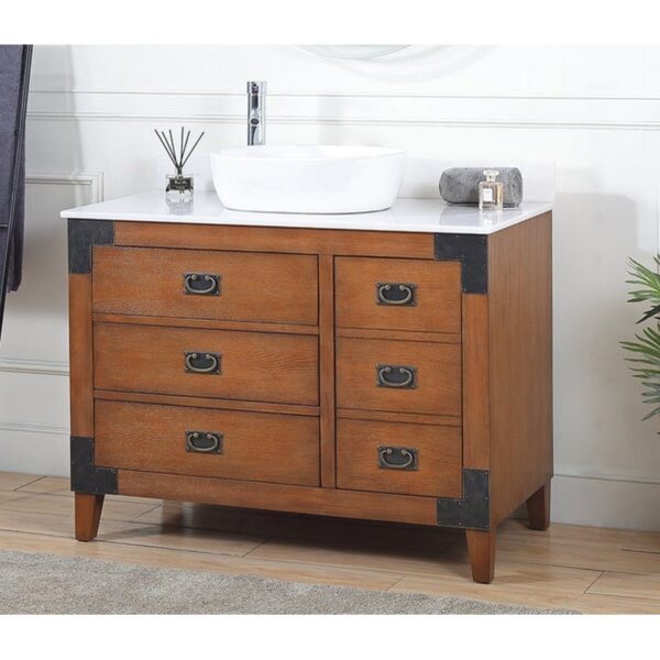 Chans Furniture CF-35542 Akira 42 Inch Bathroom Vessel Sink Vanity - Medium Brown