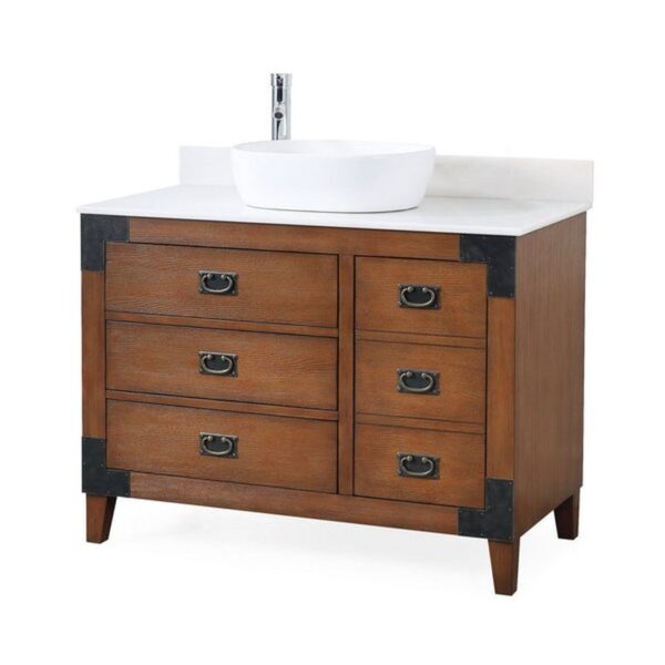 Chans Furniture CF-35542 Akira 42 Inch Bathroom Vessel Sink Vanity - Medium Brown