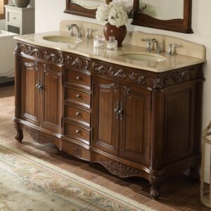 Chans Furniture CF-3882M-TK-64 Beckham 64 Inch Brown Bathroom Double Sink Vanity