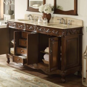 Chans Furniture CF-3882M-TK-64 Beckham 64 Inch Brown Bathroom Double Sink Vanity