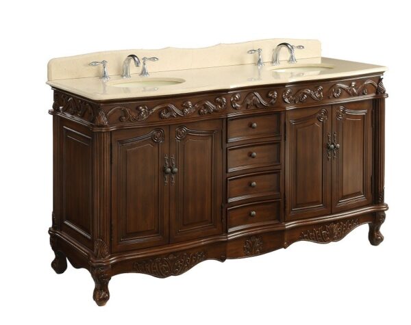 Chans Furniture CF-3882M-TK-64 Beckham 64 Inch Brown Bathroom Double Sink Vanity