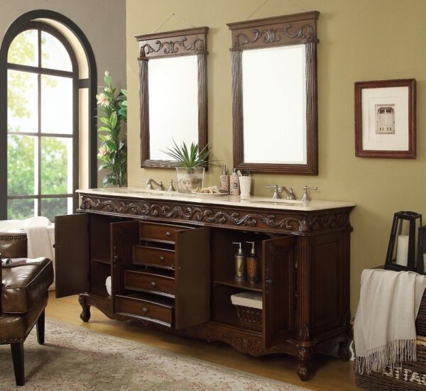 Chans Furniture CF-3882M-TK-72 Beckham 72 Inch Brown Bathroom Double Sink Vanity