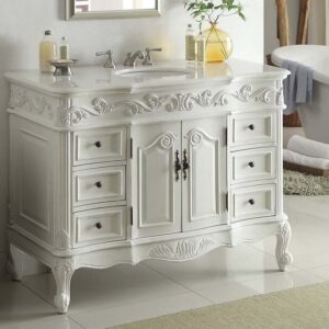 Chans Furniture CF-3882W-AW-42 Beckham 42 Inch Antique White Bathroom Sink Vanity