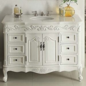 Chans Furniture CF-3882W-AW-42 Beckham 42 Inch Antique White Bathroom Sink Vanity