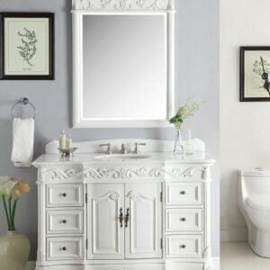 Chans Furniture CF-3882W-AW-42 Beckham 42 Inch Antique White Bathroom Sink Vanity