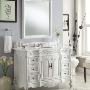 Chans Furniture CF-3882W-AW-42 Beckham 42 Inch Antique White Bathroom Sink Vanity