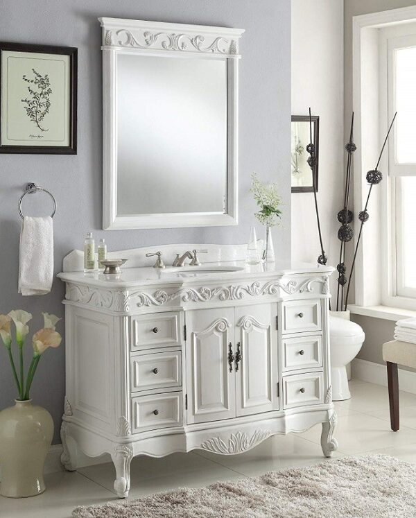 Chans Furniture CF-3882W-AW-42 Beckham 42 Inch Antique White Bathroom Sink Vanity