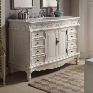 Chans Furniture CF-3882W-AW-56 Beckham 56 Inch Antique White Bathroom Sink Vanity